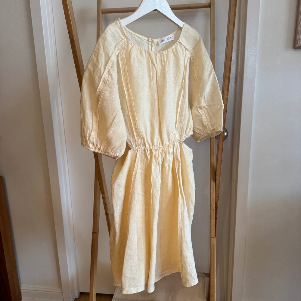 ZARA girls linen lemon dress